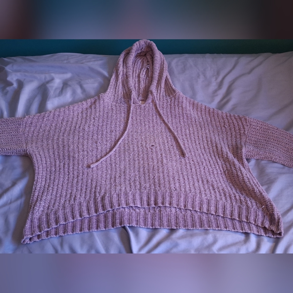 SO Cozy Lilac Knit Cropped Hoodie